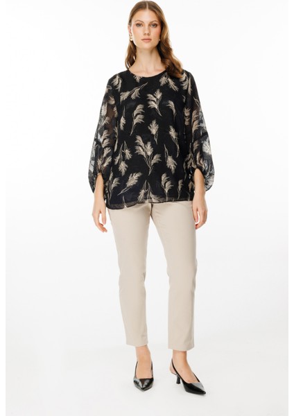 Kadın Büyük Beden Balon Kol Bluz 2515 Siyah modelleri