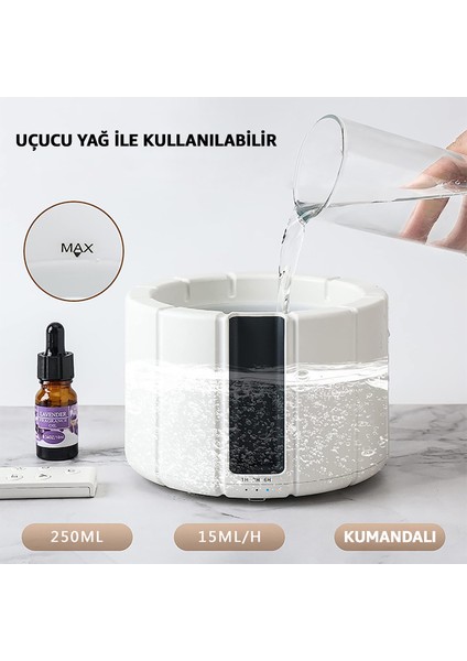 250ML Kamp Ateşi Kumandalı Buhar Makinesi Zamanlayıcılı Hava Nemlendirici 7 Renkli LED Işıklı Hava Nemlendirici Aroma Difüzörü Aromaterapi