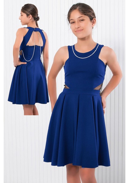 Taş Detaylı Abiye Lacivert MDV344