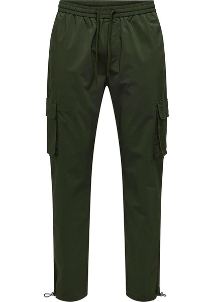 Erkek Onscommon Slim Fit Beli Lastikli ve Bağlamalı Pamuklu Kargo Pantolon 22029750 Haki