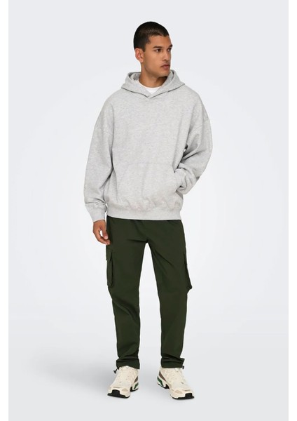 Erkek Onscommon Slim Fit Beli Lastikli ve Bağlamalı Pamuklu Kargo Pantolon 22029750 Haki modelleri