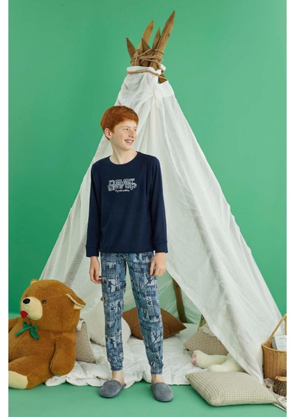 Erkek Garson Kaan Termal Lacivert Pijama Takım 0882
