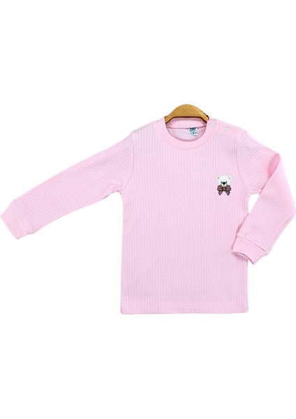 Kız Çocuk Nakışlı Ayıcık Sweatshirt - Pembe