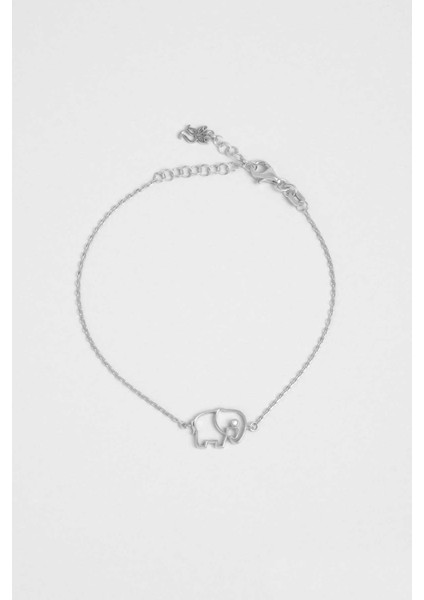 Bilge Fil 18 Ayar Beyaz Altın Kaplama 20 cm Gümüş Bileklik