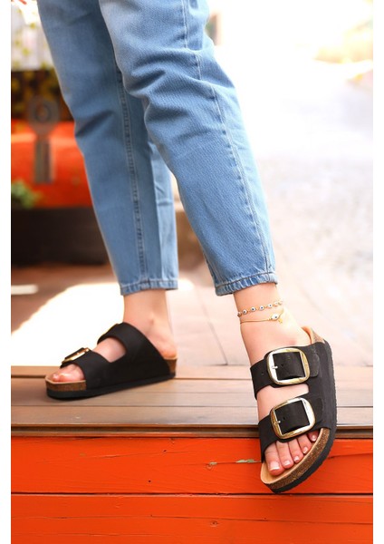 Madrid Deri Mantar Taban Kadın Terlik modelleri