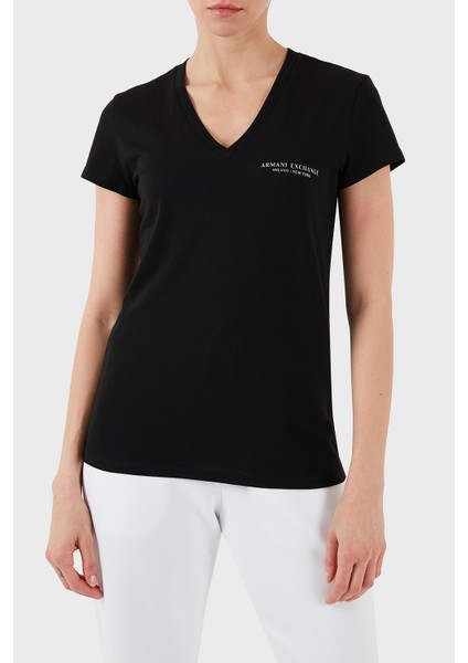 % 100 Pamuk Regular Fit V Yaka T Shirt Bayan T Shirt 8NYT81 YJG3Z 52AK