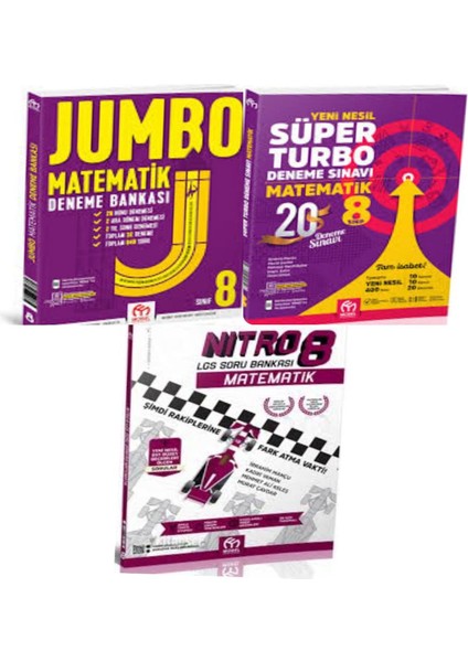 8. Sınıf Matematik Jumbo Deneme ve Süper Turbo Deneme Sınavı ve Nitro Soru Bankası