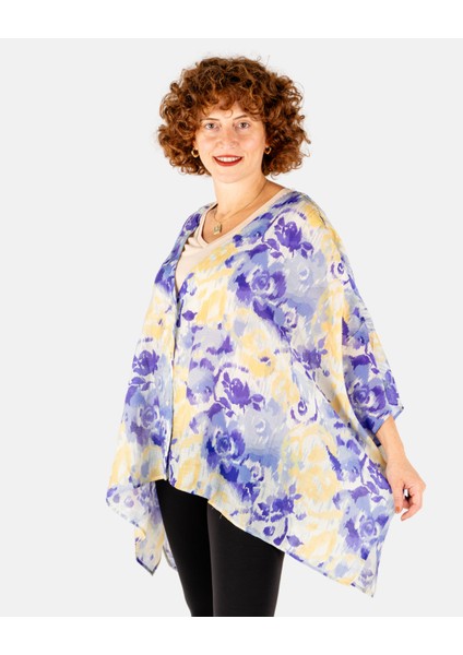 Lila V Yaka Önden Düğmeli Empirme Kadın Kimono | Portakal Esintisi fiyatları