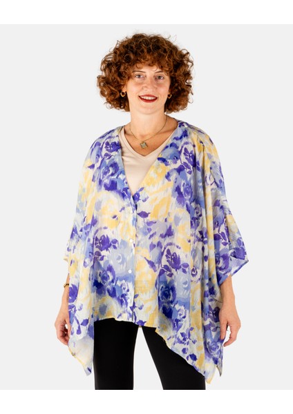 Lila V Yaka Önden Düğmeli Empirme Kadın Kimono | Portakal Esintisi modelleri