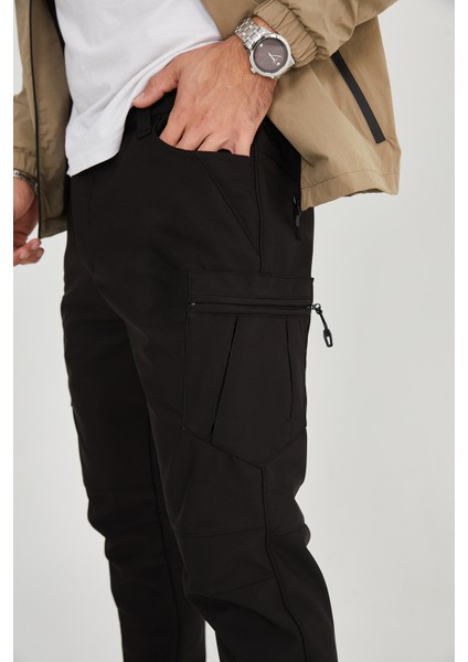 CAMP590 Outdoor Softshell Su Ve Rüzgara Dayanıklı içi Polarlı Kışlık Erkek Taktik Pantolon