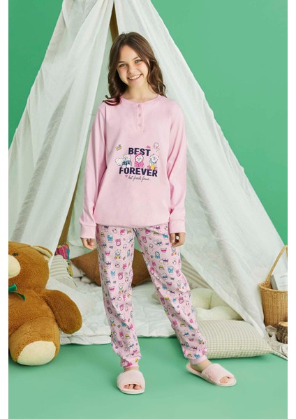 Kız Garson Koza Interlok Best Pembe Pijama Takım 0724 fiyatları