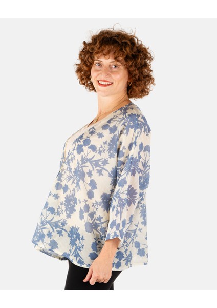 Indigo Çiçek Desen Kadın Kimono | Portakal Esintisi fiyatları