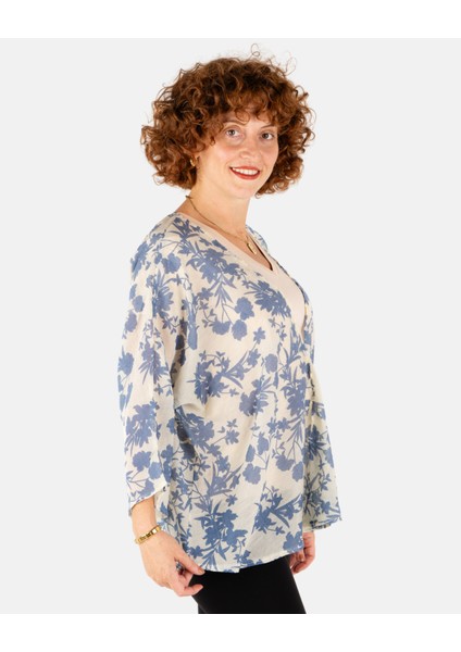 Indigo Çiçek Desen Kadın Kimono | Portakal Esintisi modelleri