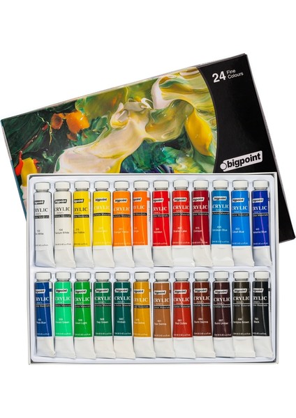 Artist's Tüp Akrilik Boya Seti 12 ml Hazneli Akışkan Akrilik Boya 24 Renkli Set