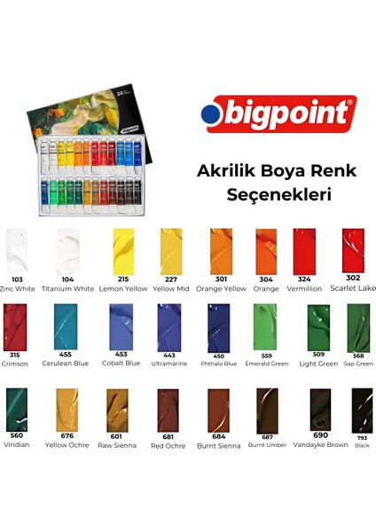 Artist's Tüp Akrilik Boya Seti 12 ml Hazneli Akışkan Akrilik Boya 24 Renkli Set