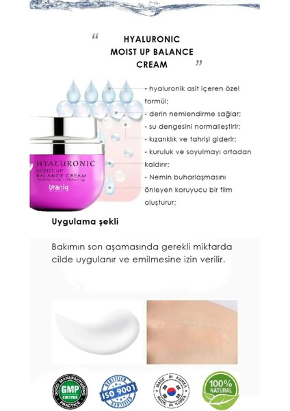 3 Kat Ekstra Nem İçeren Hyaluronic Moist Up Balance Krem Made İn Korea fiyatları