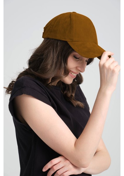 Unisex Süet Spor Şapka | Ayarlanabilir Cırtlı Camel Kep Şapka | Süet Baseball Cap