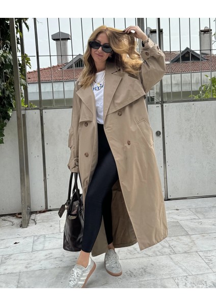 Kadın Astarsız Maxi Boy Oversize Trençkot