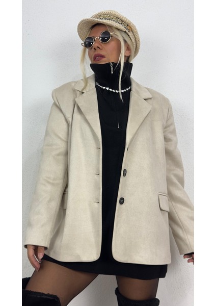 Oversize Siyah Süet Ceket