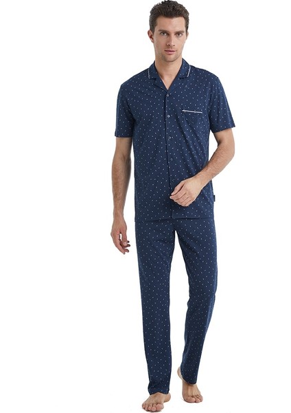 Modal Pamuk Gömlek Yaka Önden Düğmeli Kısa Kol Erkek Pijama Takım 40461 fiyatları