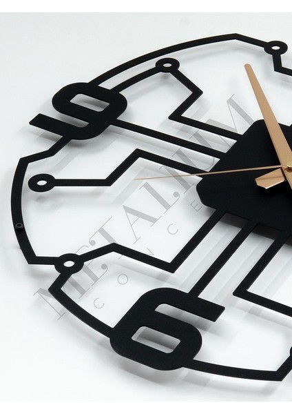 Dekoratif Sessiz Siyah Metal Duvar Saati 60X60CM fırsatları