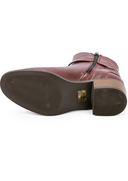 Kadın Deri Kemerli Tokalı Alçak Topuklu Günlük Bot