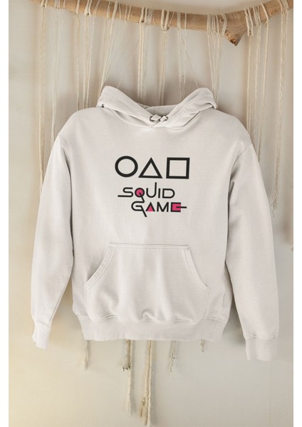 Squid Game Baskılı Unisex 3 Iplik %100 Pamuk Cepli Kapüşonlu Sweatshirt Hoodie