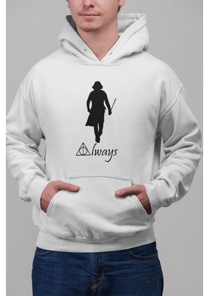 Severus Snape Always Potter Baskılı Unisex 3 Iplik Şardonlu %100 Pamuk Kapüşonlu Sweatshirt Hoodie