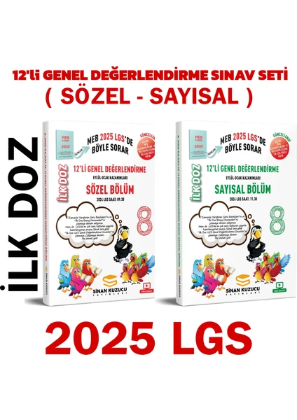 Sinan Kuzucu Yayınları 2025 LGS 8. Sınıf İlk Doz 12'li Genel Değerlendirme Sınav Seti