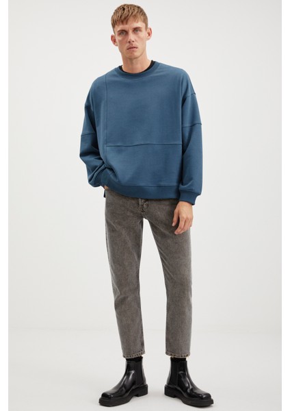 Allen Erkek Parçalı Arkası Uzun Yırtmaclı Polarsız Yuvarlak Yakalı Petrol Yeşili Sweatshirt fırsatları