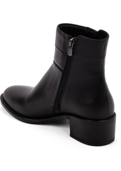Kadın Deri Tokalı Alçak Topuklu Günlük Bot