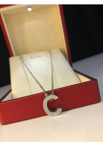 C Harfi Üç Boyutlu Beyaz Çelik Kadın Kolye Işıklı Kutuda • Sevgiliye • Eşe • Anneye • Arkadaşa Kolye fiyatları