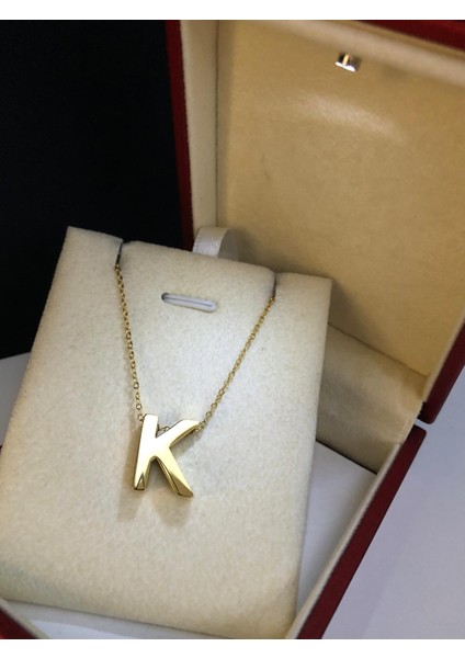 K Harfi Üç Boyutlu Çelik Kadın Kolye • Işıklı Kutuda • Sevgiliye • Eşe • Anneye • Arkadaşa Kolye