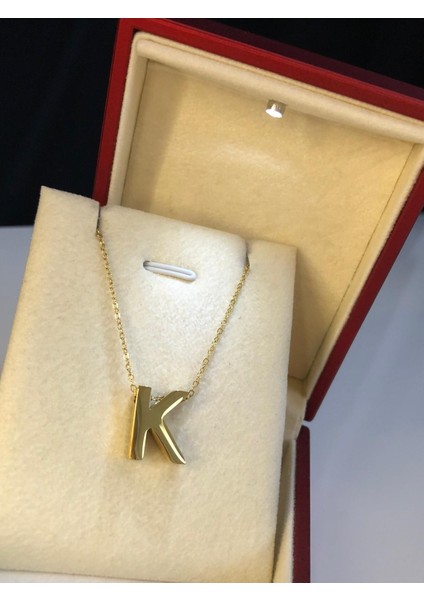 K Harfi Üç Boyutlu Çelik Kadın Kolye • Işıklı Kutuda • Sevgiliye • Eşe • Anneye • Arkadaşa Kolye modelleri