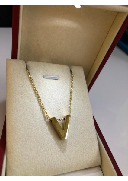 V Harfi Üç Boyutlu Çelik Kadın Kolye • Işıklı Kutuda • Sevgiliye • Eşe • Anneye • Arkadaşa Kolye indirimleri