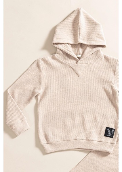 2'li Kapişonlu Taş Waffle Sweat Jogger Alt Üst Takım