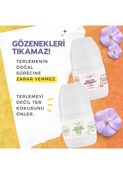 Alüminyumsuz Parabensiz Vegan Temiz ve Çiçeksi Kokulu Roll-on Deodorant 2li Avantajlı Paket 50ml fiyatları