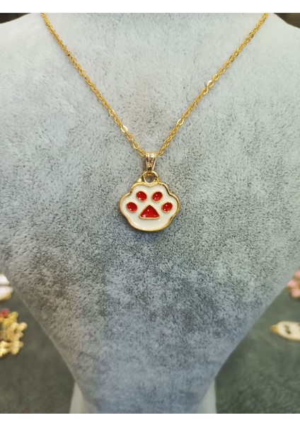 Gold Köpek Patisi Kırmızı Kolye fiyatları