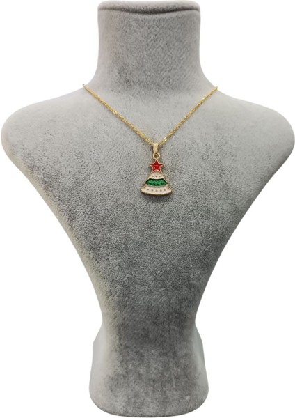 Yılbaşı Noel Çam Ağacı Gold Kolye