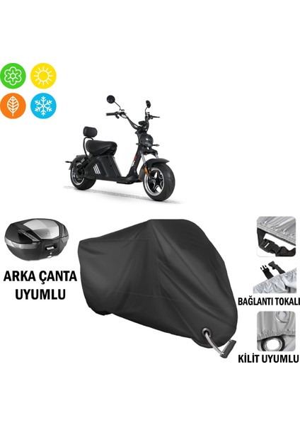 Rks M2 Elektrikli Scooter Branda Motosiklet Brandası Arka Çanta Bağlantı,kilit Uyumlu Siyah