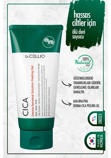 Hassas Ciltler İçin Ölü Deri Soyucu Aha-Bha-Pha Derma Cica Peeling Jel Büyük Boy