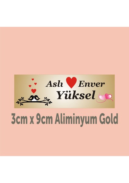 Kişiye Özel Kapı İsimliği Alüminyum Parlak Levha 3 cm x 9 cm