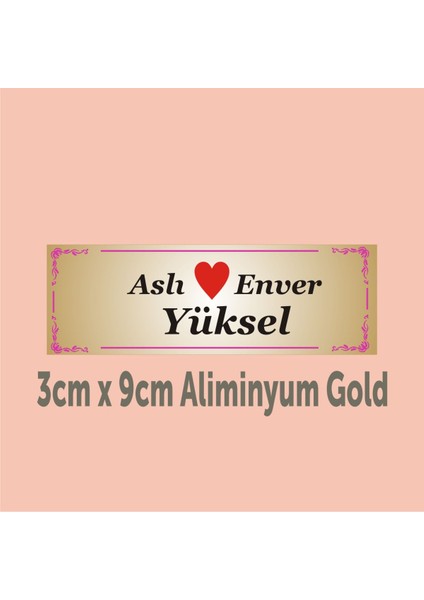 Kişiye Özel Kapı İsimliği Alüminyum Parlak Levha 3 cm x 9 cm