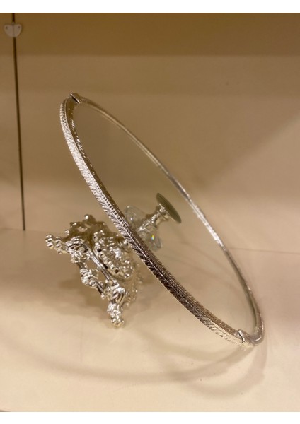 Sunum Yuvarlak Ayaklı Döküm Pirinç Cam Gümüş 30 cm fırsatları