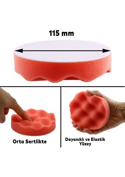 Oto Araç Araba Pasta Cila Polisaj Yumurta Ped Sünger 115 mm Cırtlı Parlatıcı Çizik Giderici Parlatma Pet