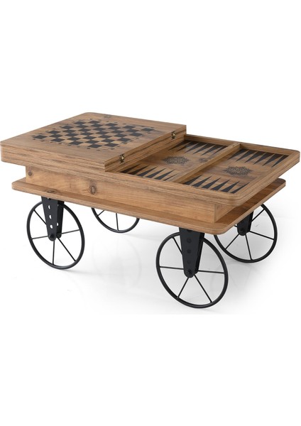 Sweet Home Akıllı Kademeli Sihirli Orta Sehpa Ceviz Renk Metal Tekerlekli 60x100 cm modelleri