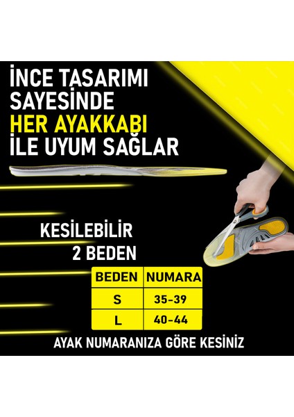 Sport Ortopedik Koşu ve Yürüyüş Gel Tabanlığı - Kemer ve Metatarsal Destekli, Darbe Emici Jel Iç Tabanlık