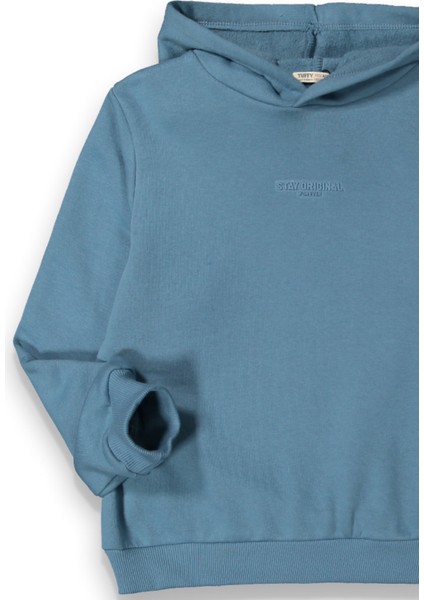 Erkek Çocuk Kapüşonlu Kalın Basic Sweatshirt