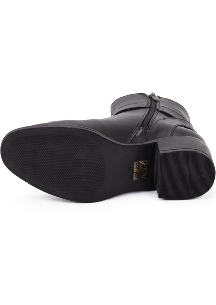 Kadın Deri Kemerli Tokalı Alçak Topuklu Günlük Bot