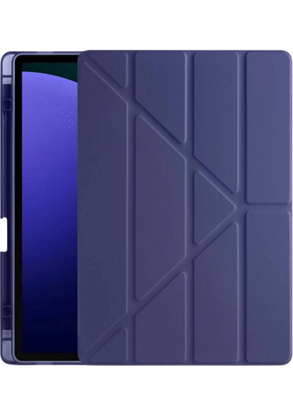 Galaxy Tab S10 Plus Uyumlu 12,4 Inç Kılıf Fuchsia Akıllı Kalem Bölmeli Standlı Tri Folding Smart Kılıf